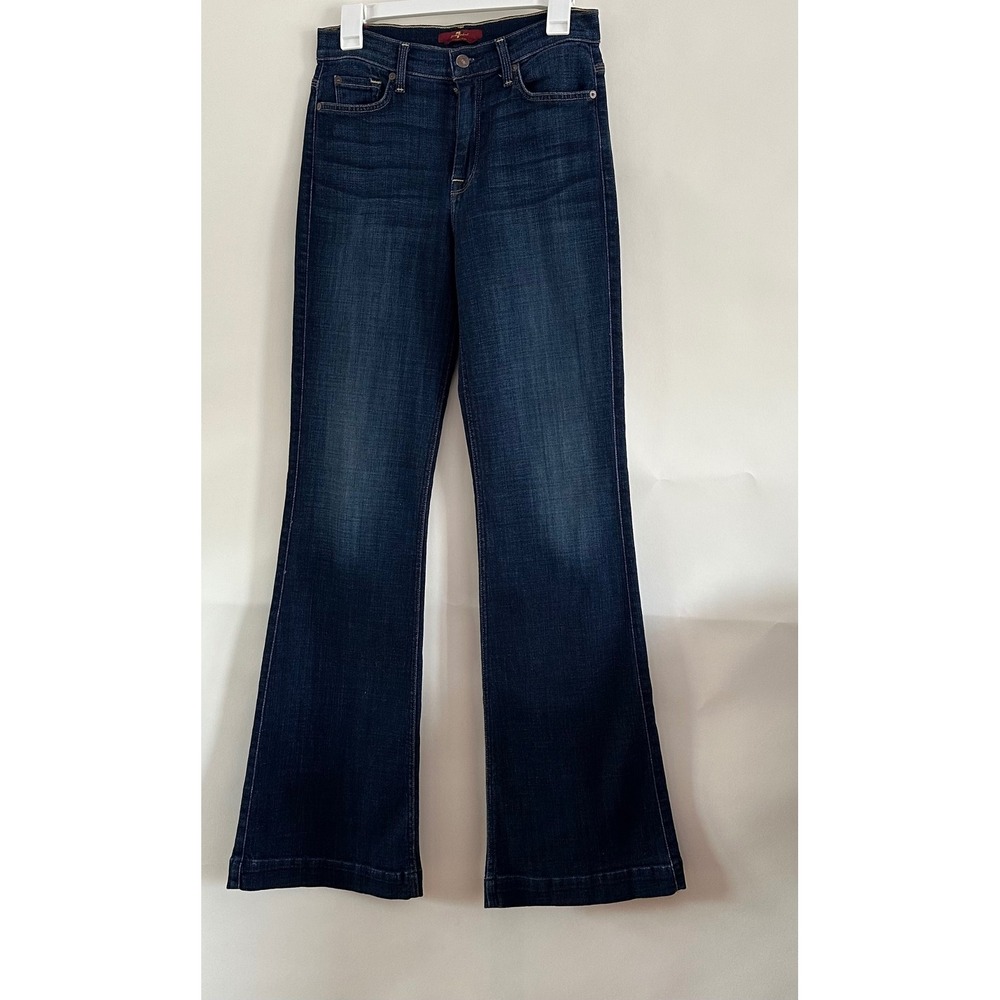 7 For All Mankind Ginger Flare Jeans Dark Wash High Rise Denim Womens 28